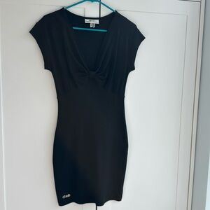 Lacoste + Malandrino Tie Front Bodycon Black Tshirt Dress